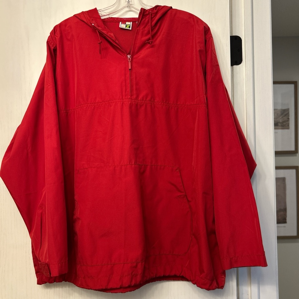 Red Hooded Windbreaker